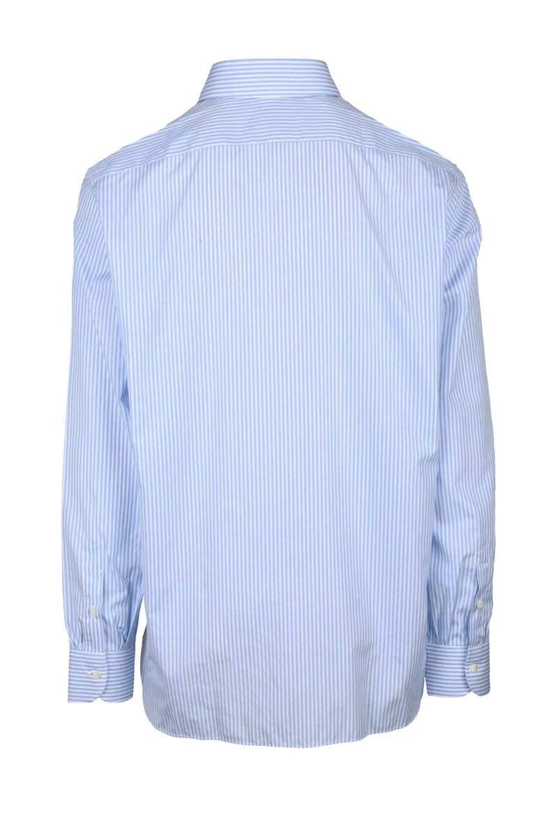 Luigi Borrelli Napoli Camicia Cotone - Bianco/Celeste