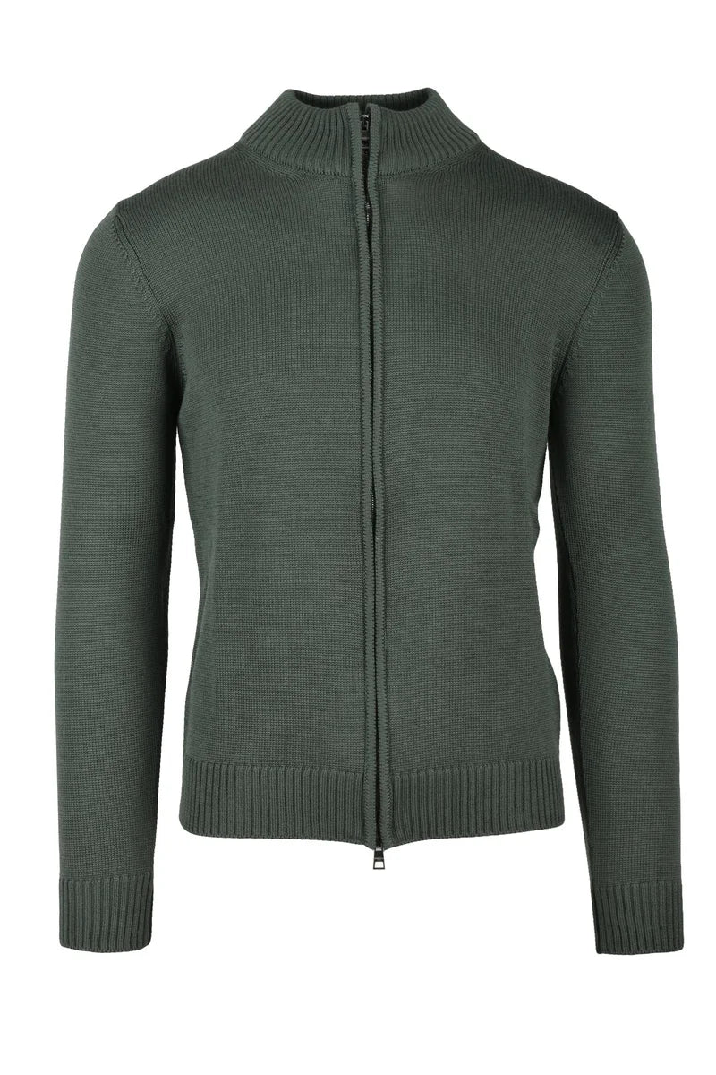 Luigi Borrelli Napoli Cardigan Zip Lana - Verde