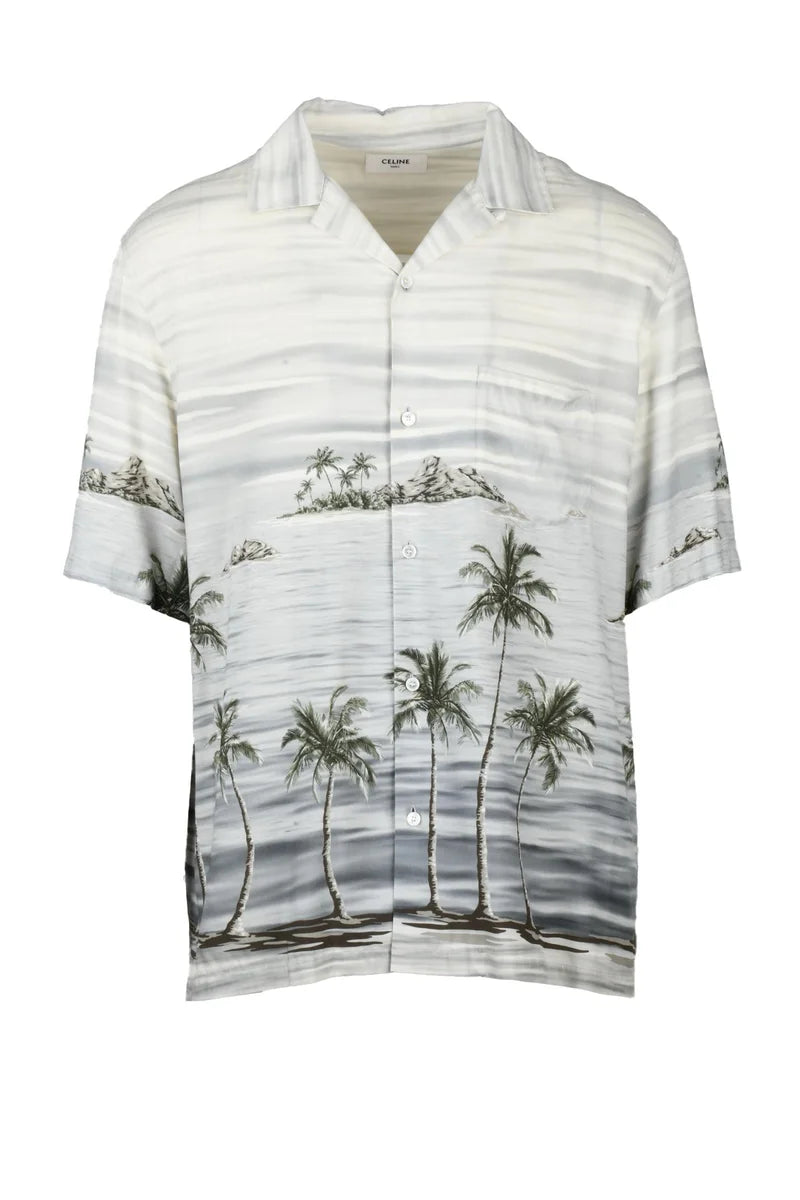 Celine Camicia Hawaii in Viscosa - Grigio