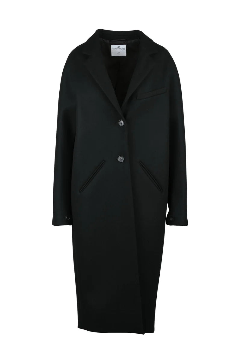 Courreges Cappotto Lana Dettaglio Bottoni - Nero
