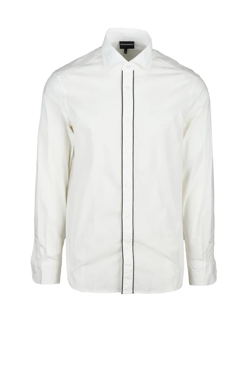 Emporio Armani Camicia Regular Fit Cotone Stretch - Bianco