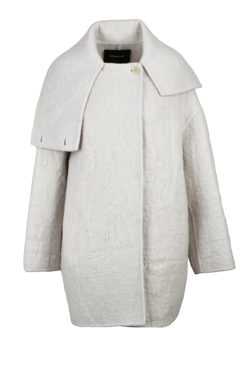 Fabiana Filippi Cappotto Mohair Lana - Grigio Chiaro