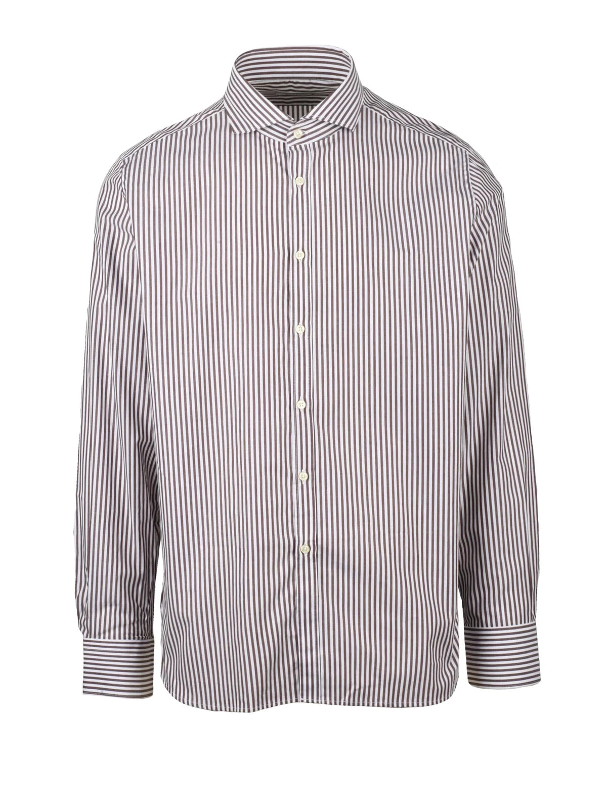 Guy Rover Camicia Cotone Dritto - Bianco/Marrone