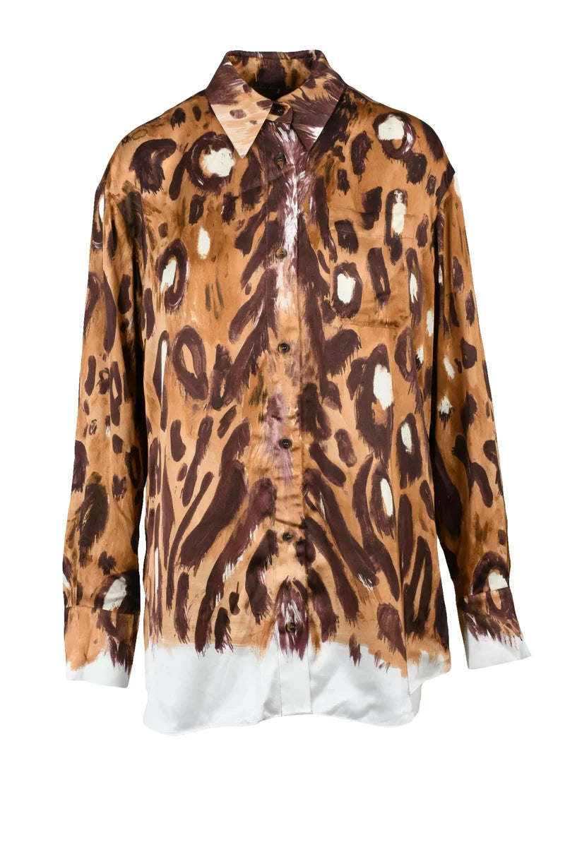 Marni Camicione in viscosa - Marrone/Beige