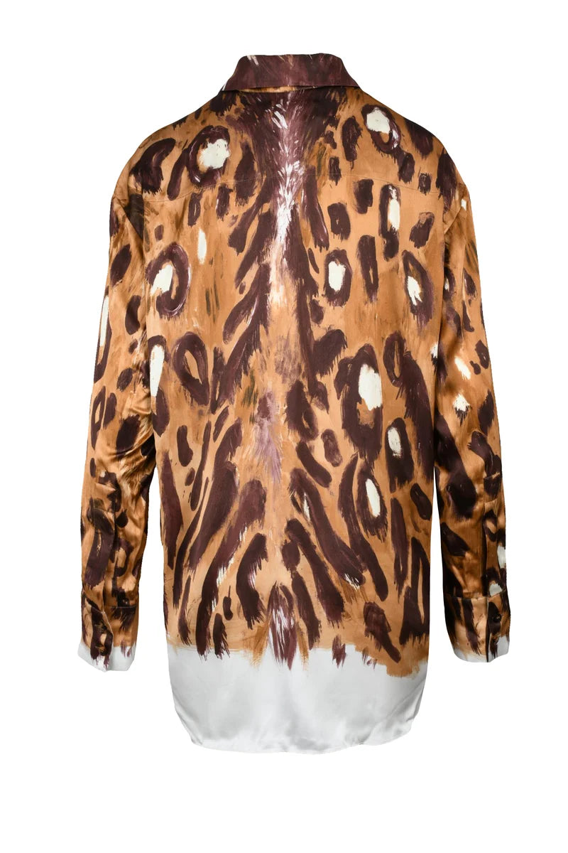 Marni Camicione in viscosa - Marrone/Beige