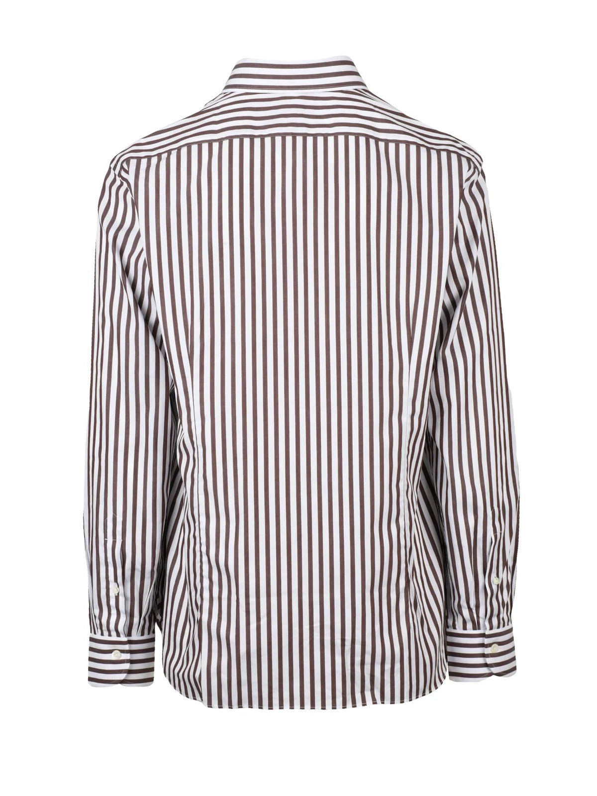 Magenta Camicia Cotone Righe - Bianco/Marrone