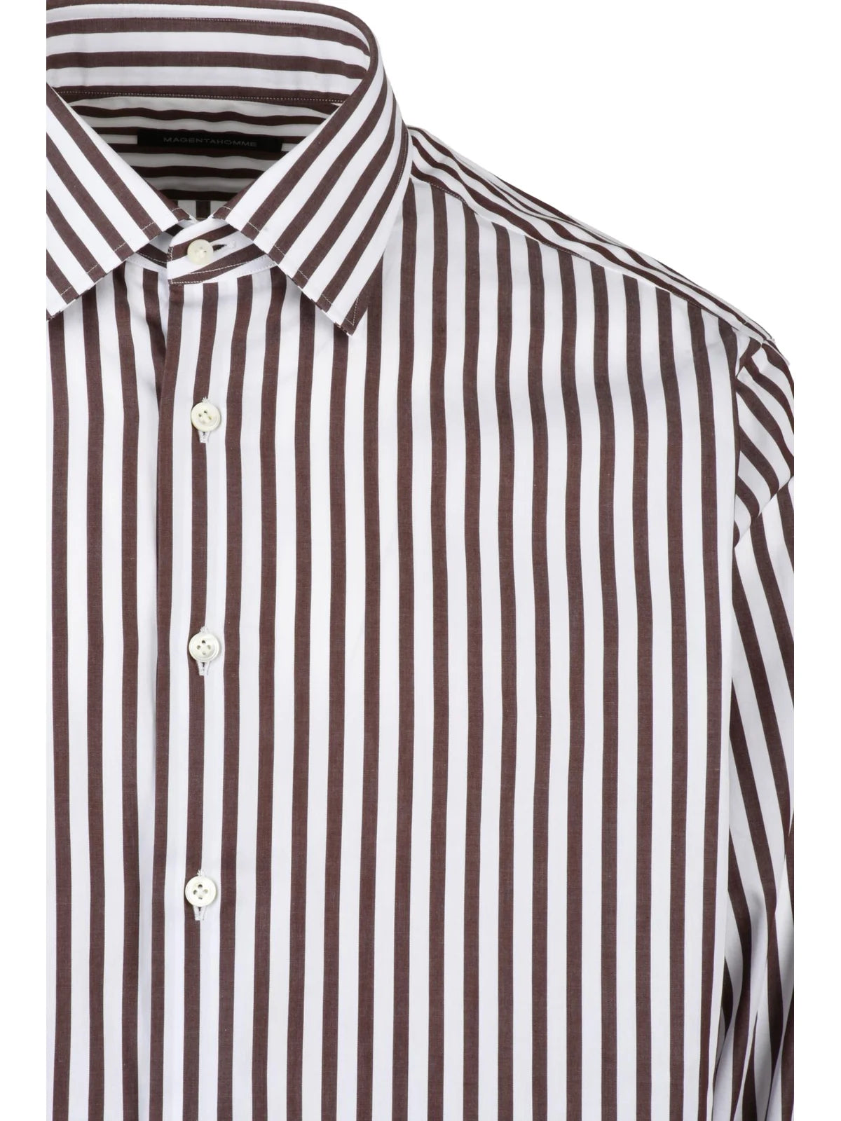 Magenta Camicia Cotone Righe - Bianco/Marrone