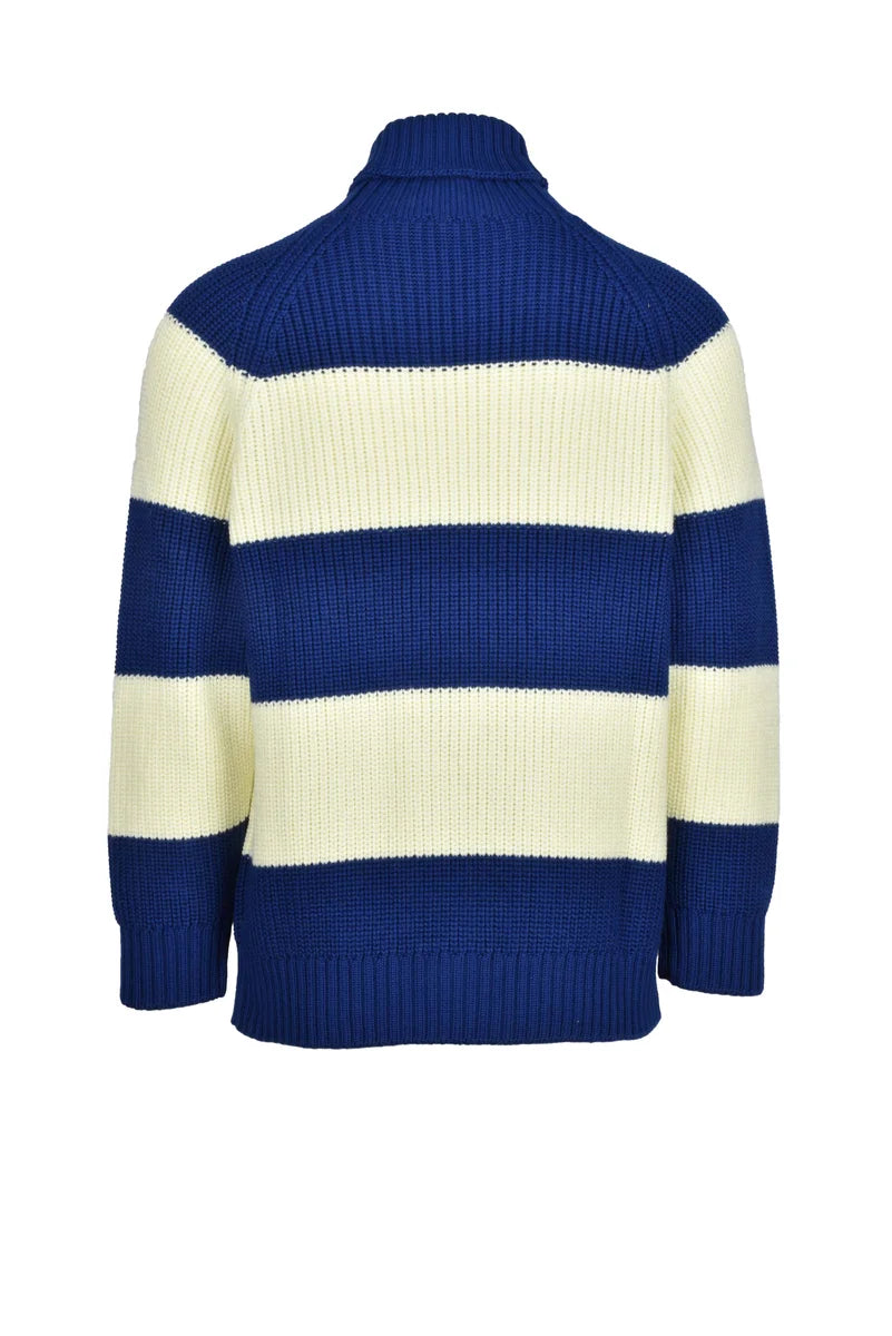 Sunnei Maglione Collo Alto Lana Vergine - Blue/Yellow
