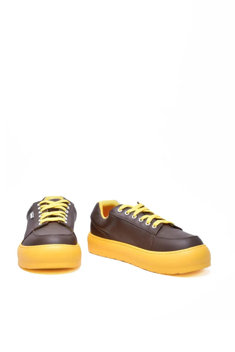 Sunnei Sneaker in Pelle - Brown/Yellow