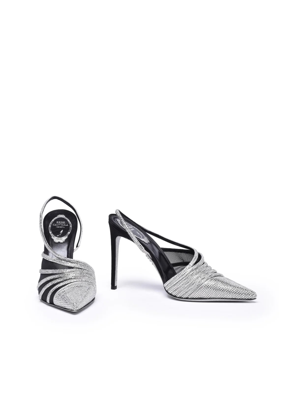 Rene Caovilla Sandalo Chanel Strass - Argento