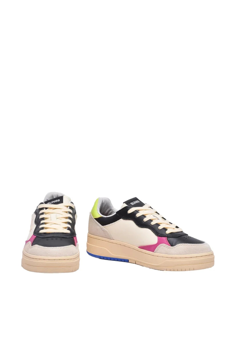Sun68 Sneakers Big Basket in Pelle - Black/Cream
