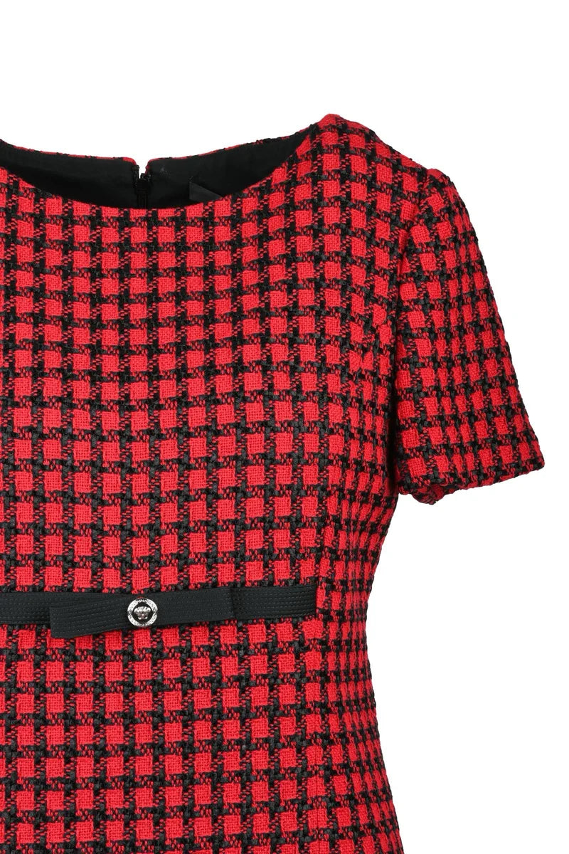 Versace Collection Abito Bouclé - Rosso/Nero