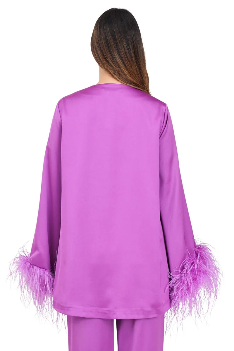 Alma Sanchez Long Satin Blouse - Violet