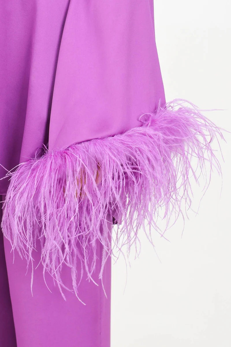 Alma Sanchez Long Satin Blouse - Violet