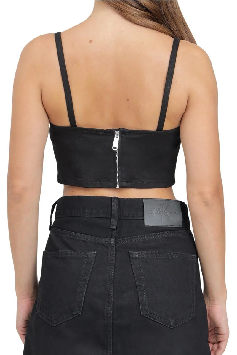 Calvin Klein Jeans Top in Cotone Stretch - Nero