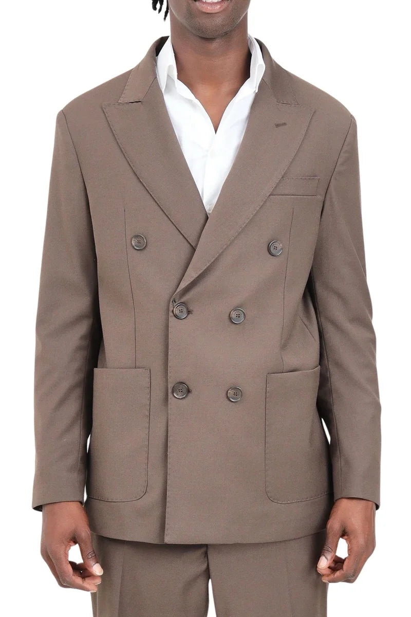 I M Brian Giacca Doppiopetto Lana Blend - Marrone