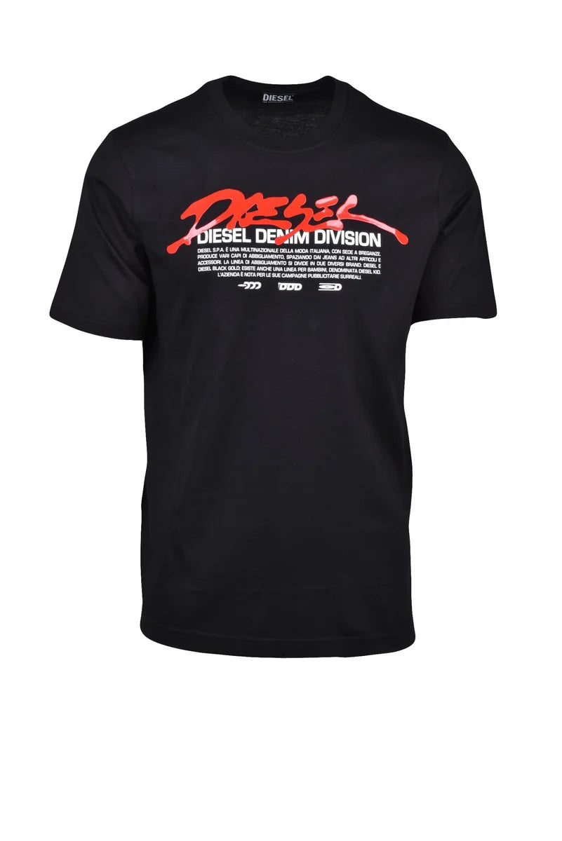 Diesel Crew Neck Cotton T-shirt - Black