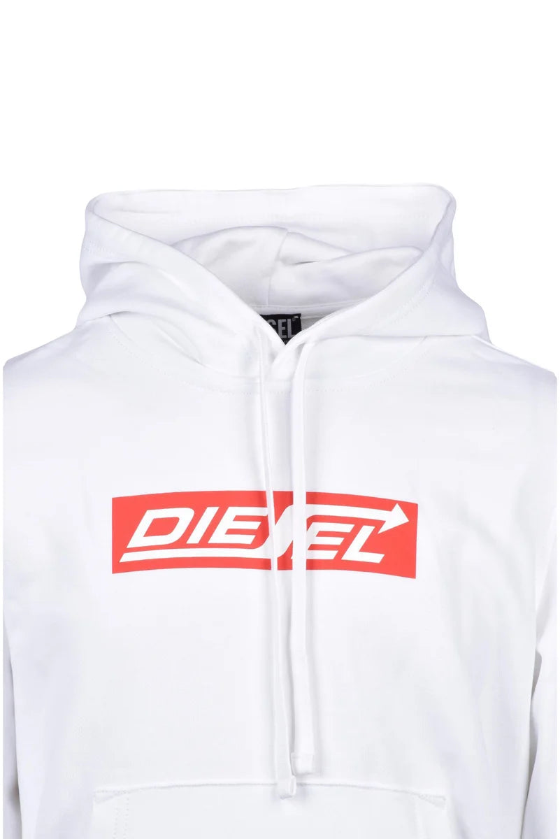 Diesel Felpa con Cappuccio Bianca Uomo