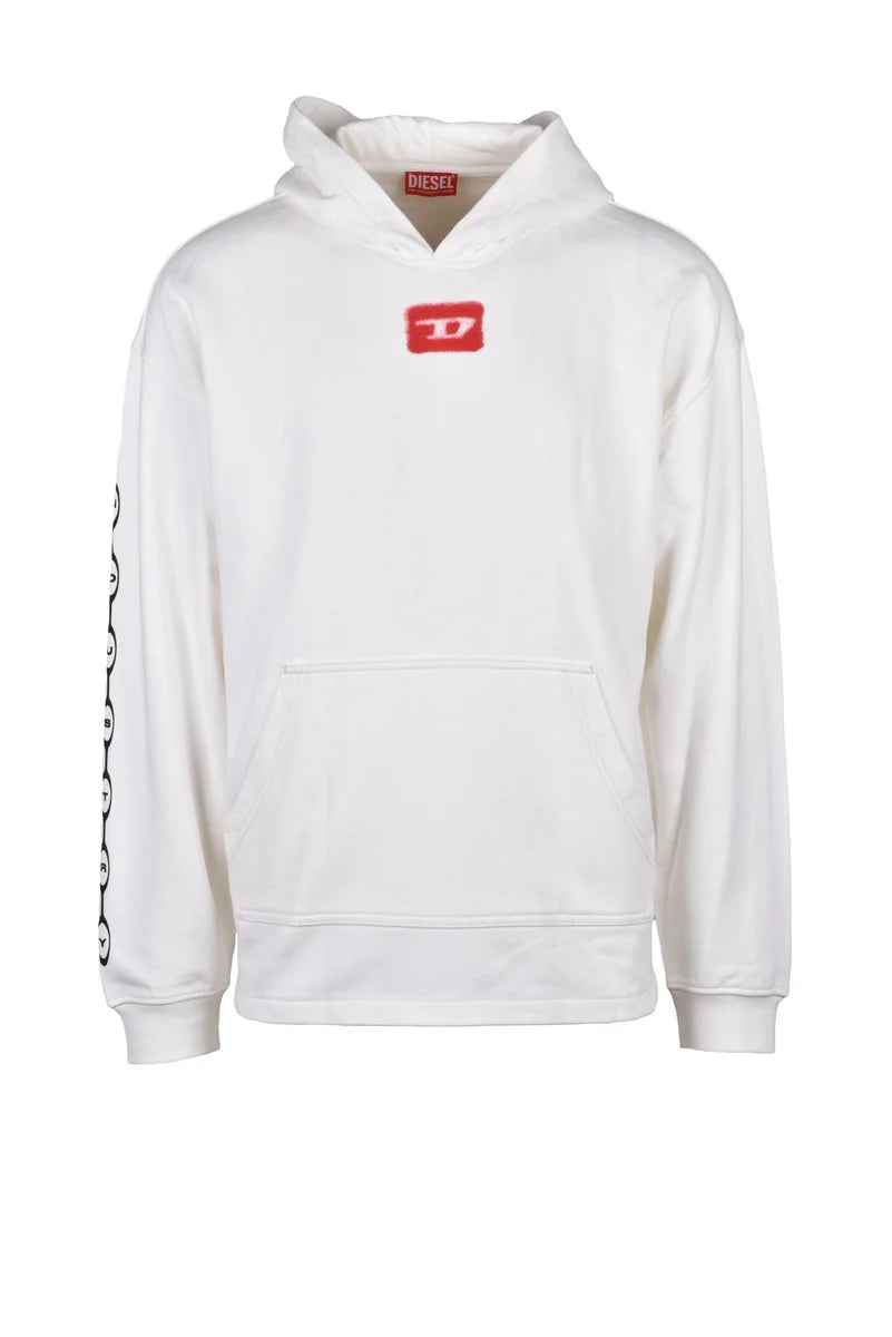 Diesel Felpa con Cappuccio - Bianco