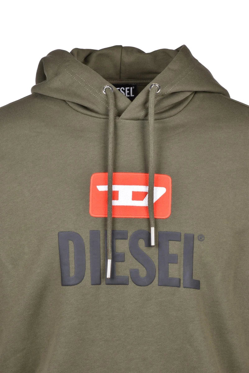 Diesel Felpa con Cappuccio Verde Uomo
