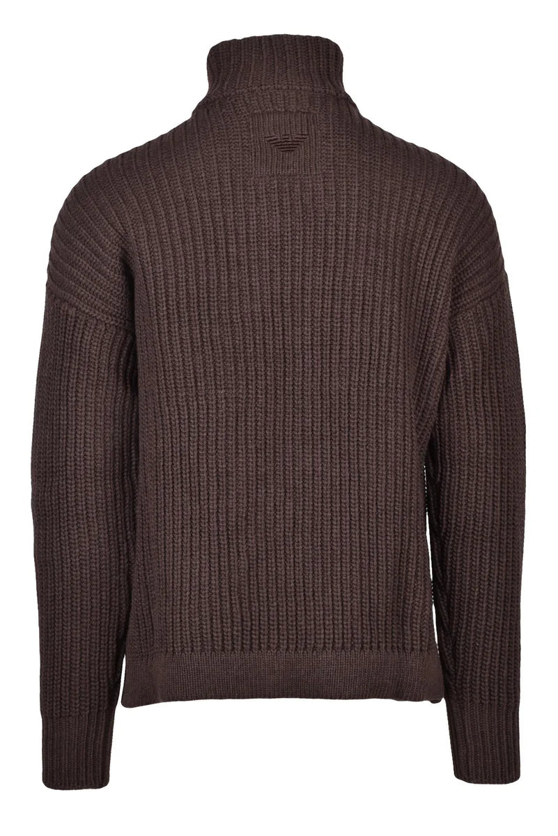 Emporio Armani Brown Zip Cardigan
