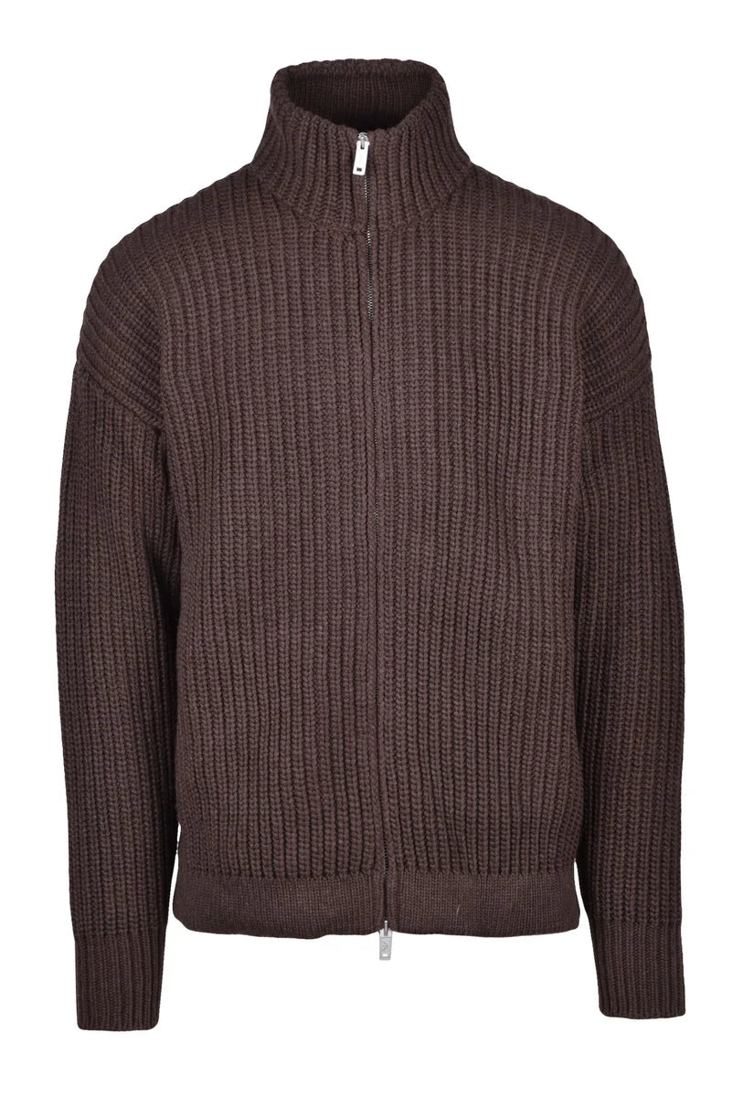 Emporio Armani Brown Zip Cardigan