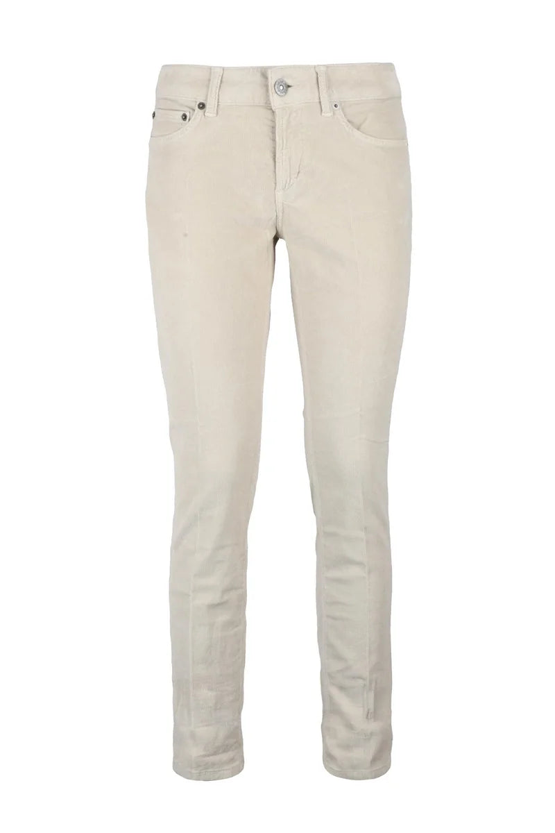 Dondup Pantaloni Monroe Velluto - Bianco