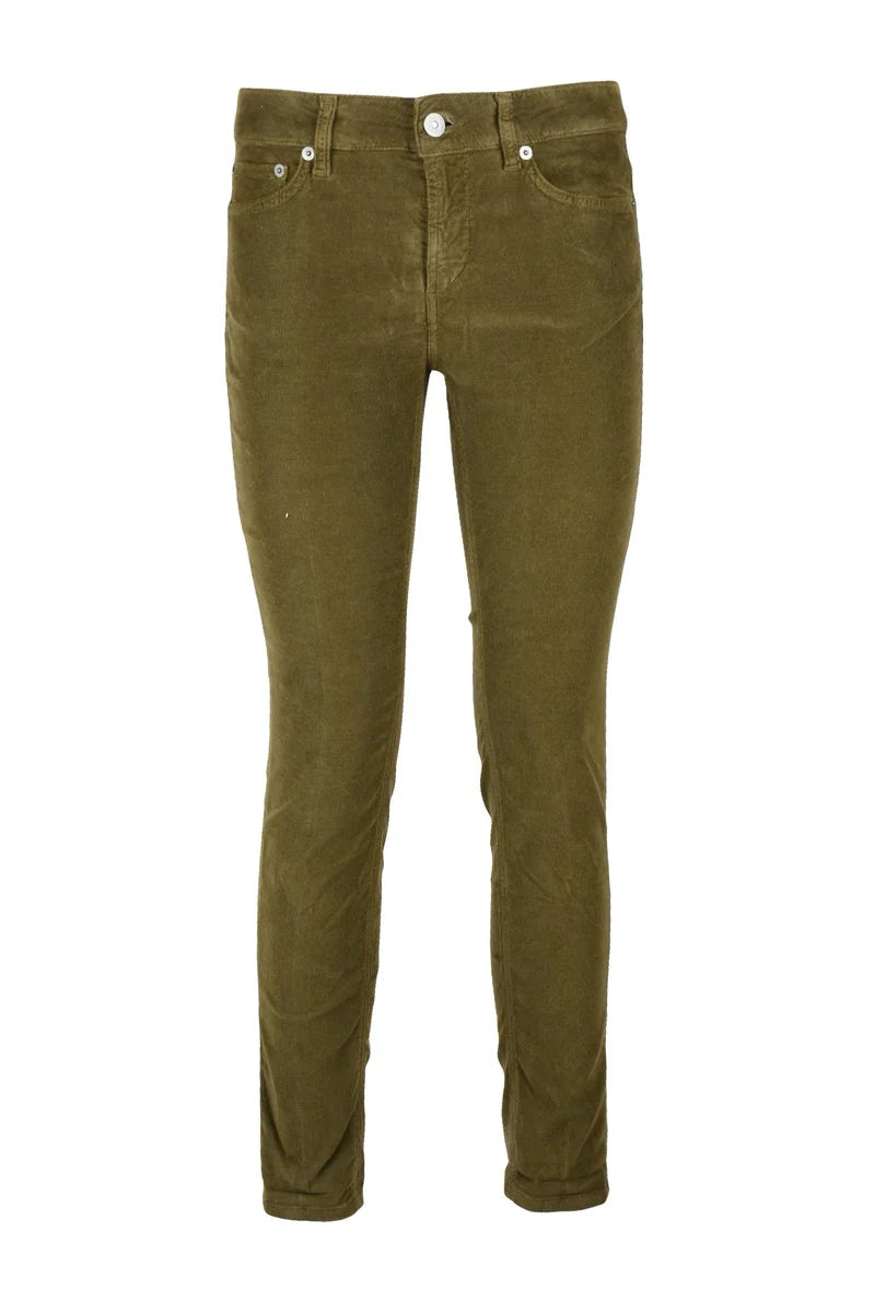 Dondup Pantalone Monroe Velluto Stretch - Olive Green