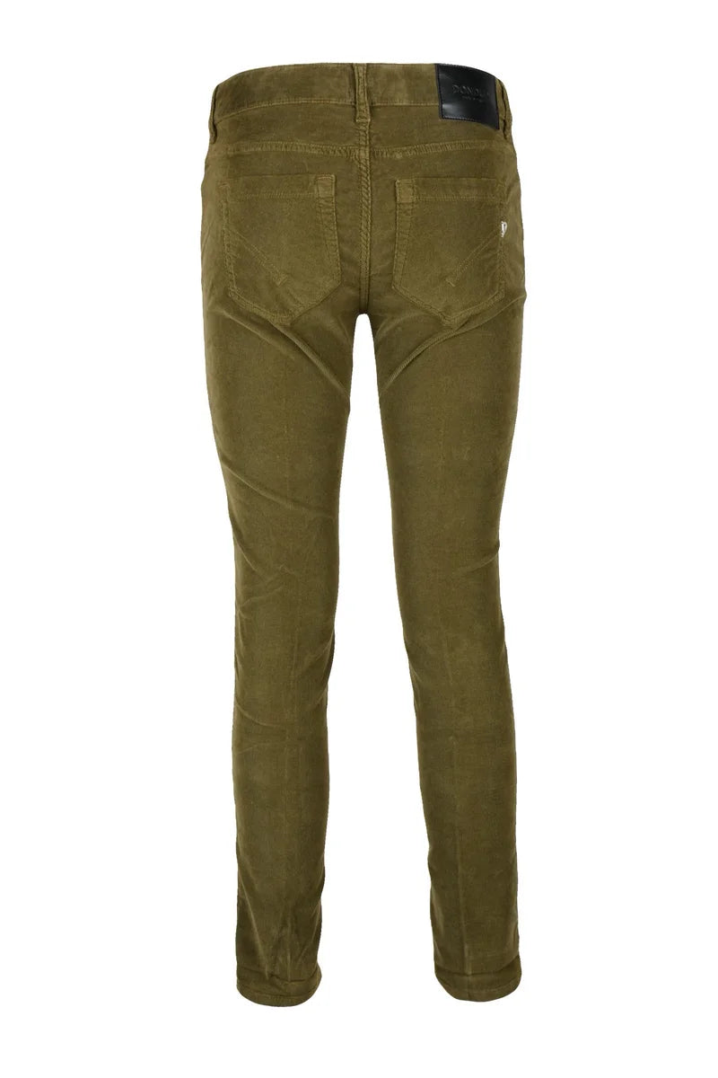 Dondup Pantalone Monroe Velluto Stretch - Olive Green