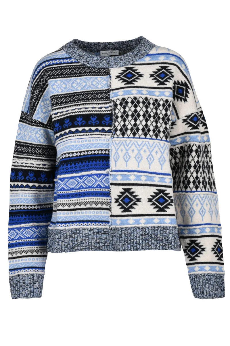 Ballantyne Maglione Girocollo Lana - Blu/Celeste