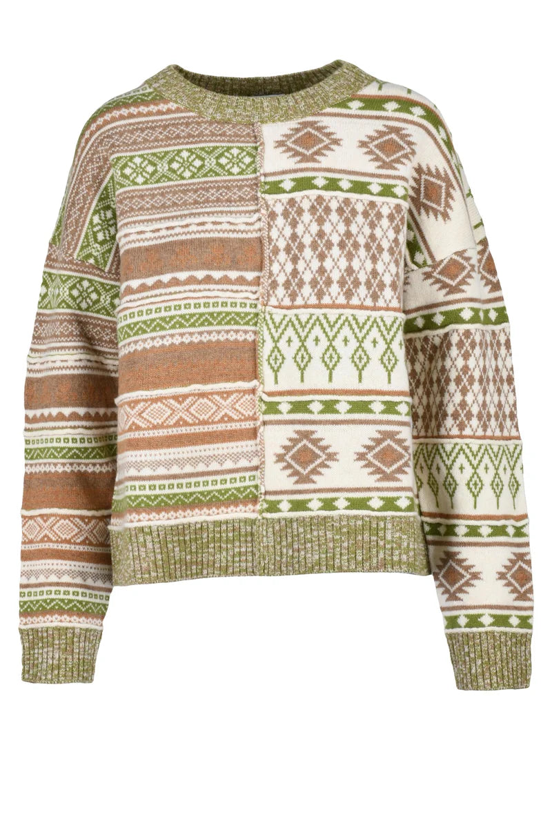 Ballantyne Maglione Girocollo - Green/Beige