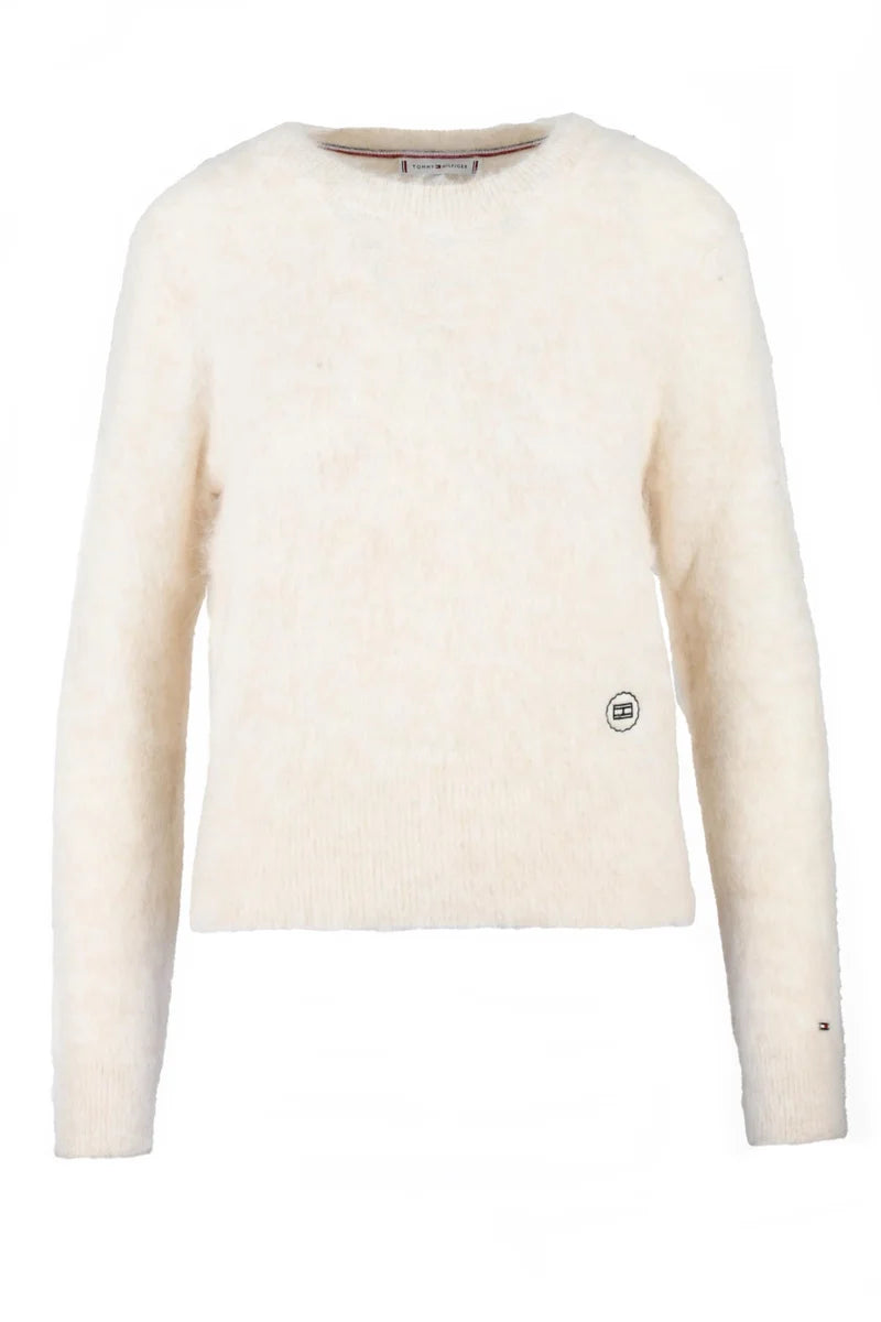 Tommy Hilfiger Maglioncino Corto Alpaca e Lana - Bianco