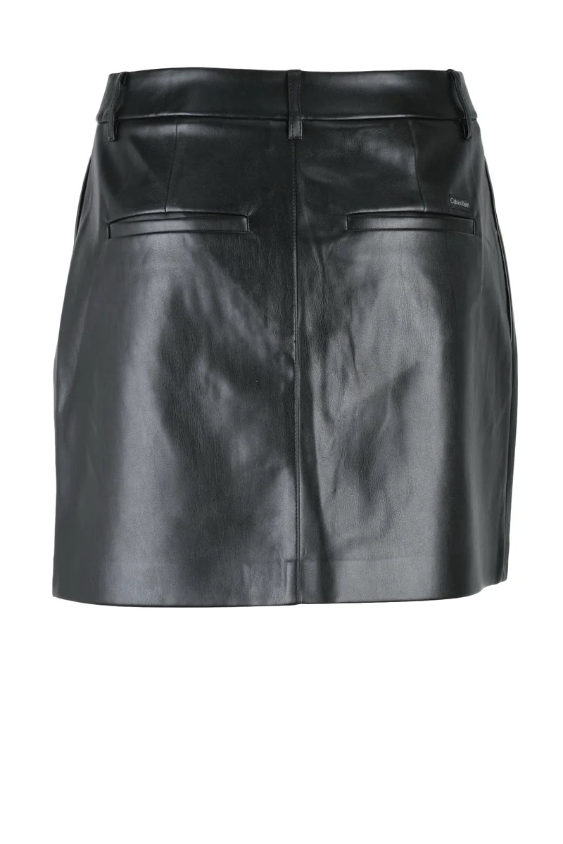 Calvin Klein Jeans Faux Leather Mini Skirt - Black