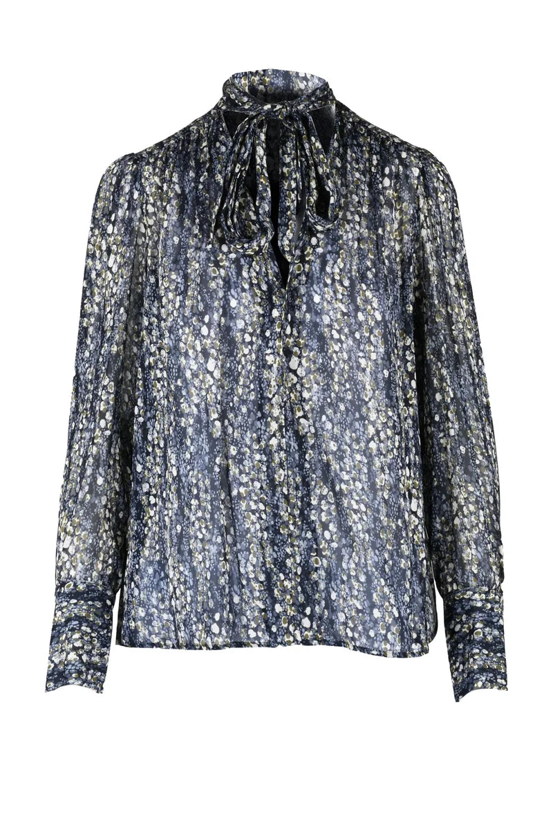 Dondup Blusa Chiffon - Blu/Bianco