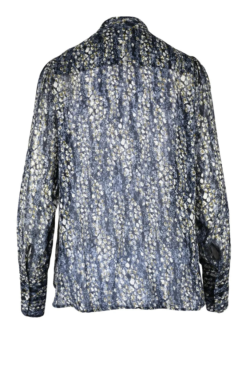 Dondup Blusa Chiffon - Blu/Bianco