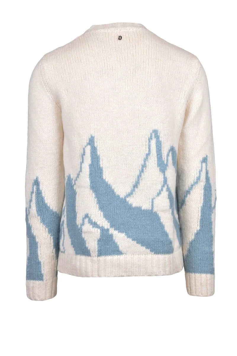 Dondup Maglione Girocollo - White/Sky Blue