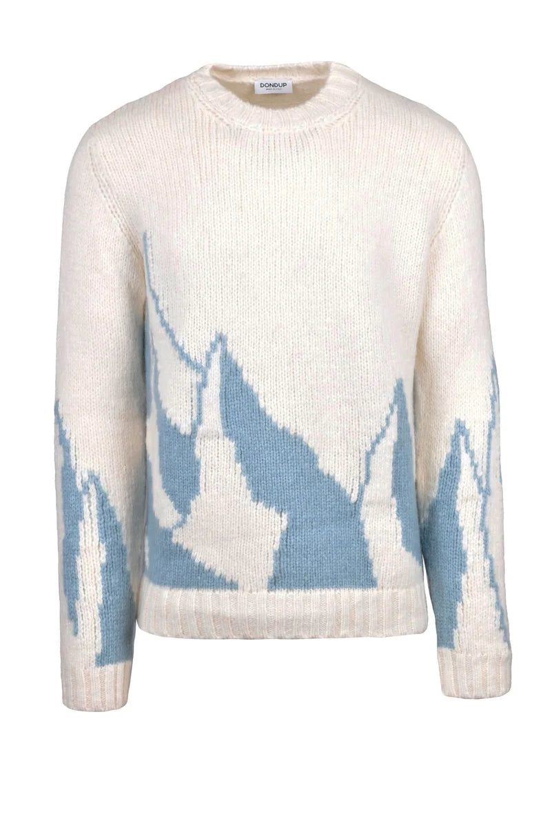 Dondup Maglione Girocollo - White/Sky Blue