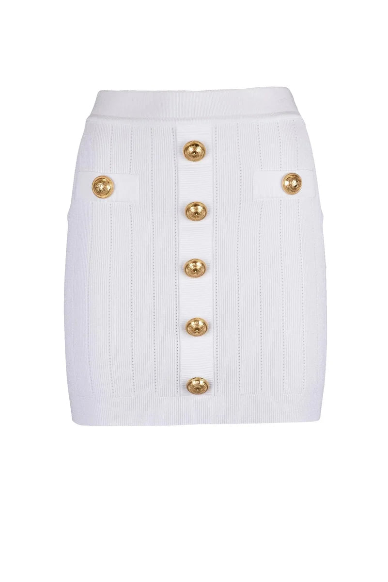 Balmain Gonna Mini Maglia - Bianco