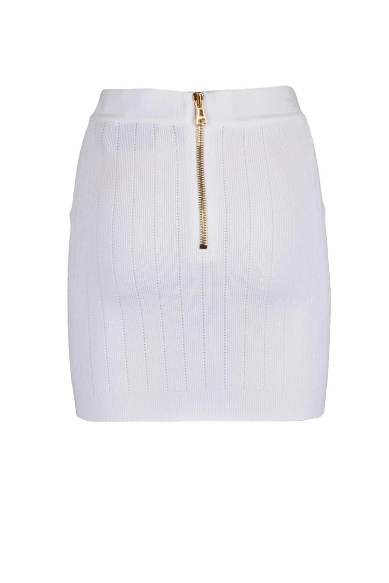 Balmain Gonna Mini Maglia - Bianco