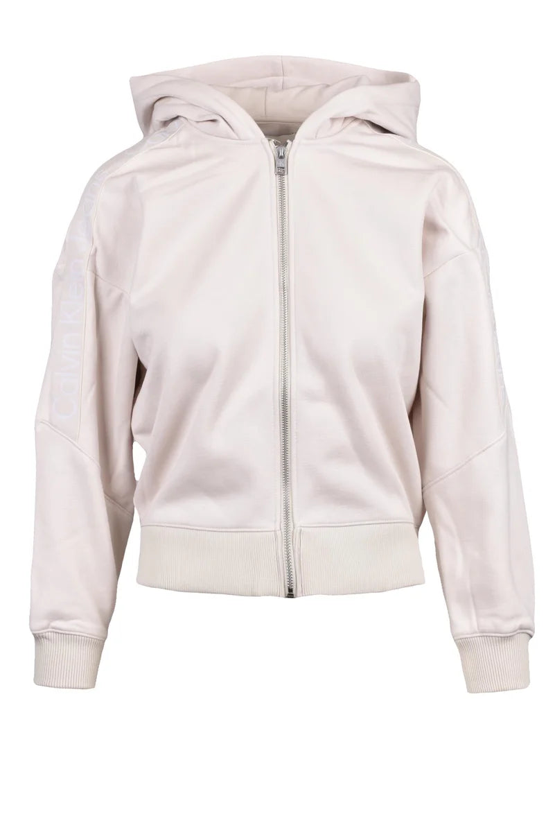 Calvin Klein Jeans Felpa Corta Zip - Beige