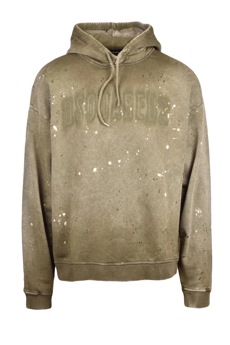 Dsquared2 Felpa Effetto Rovinato - Verde