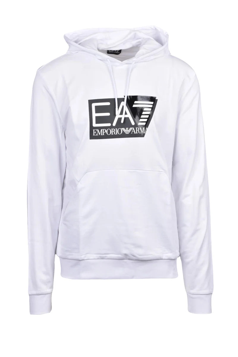 Ea7 Emporio Armani Felpa Cappuccio - Bianco