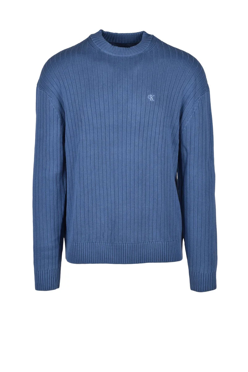 Calvin Klein Jeans Crew Neck Cotton Jumper - Blue