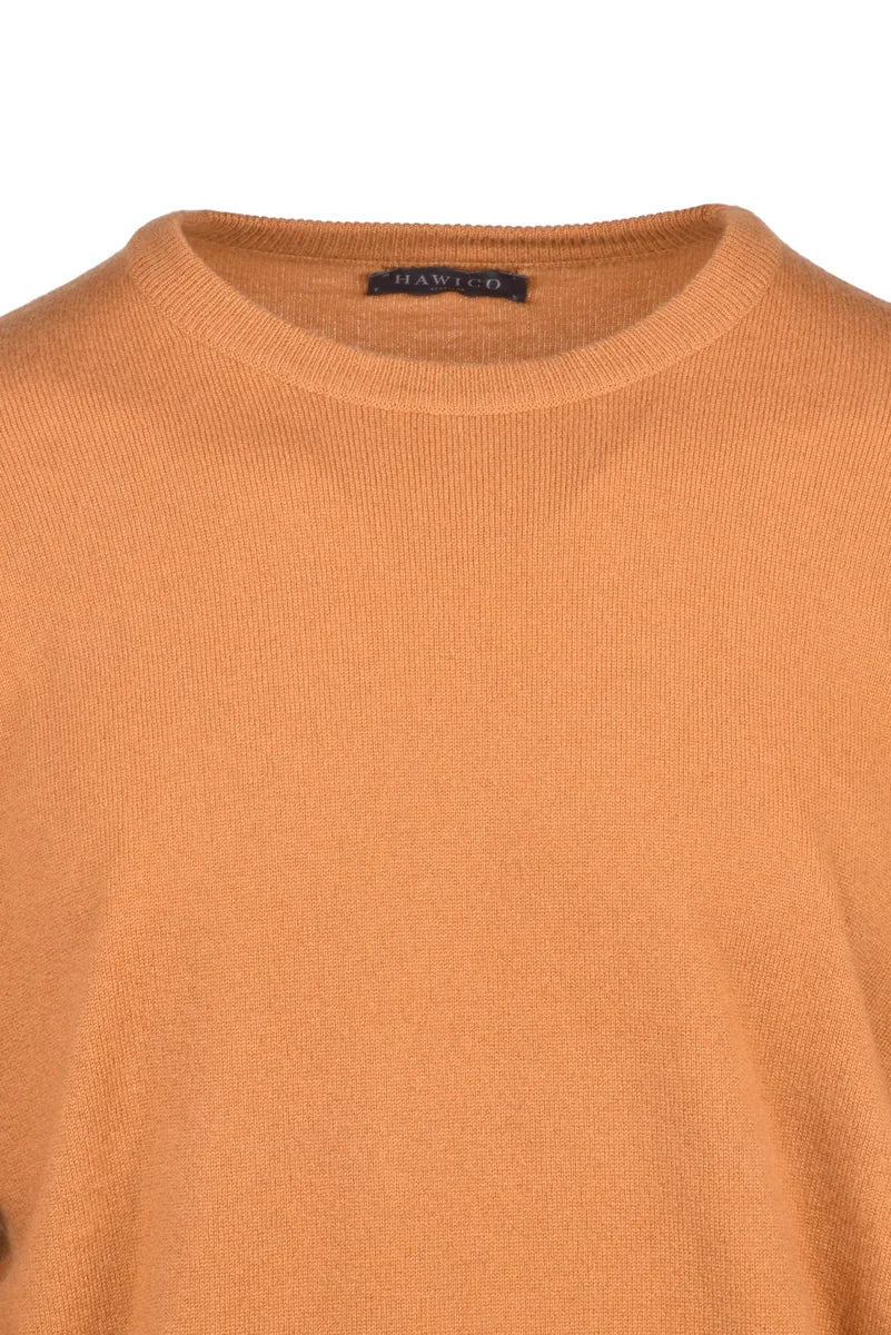 Hawico Pullover Girocollo Cashmere - Nero/Arancio