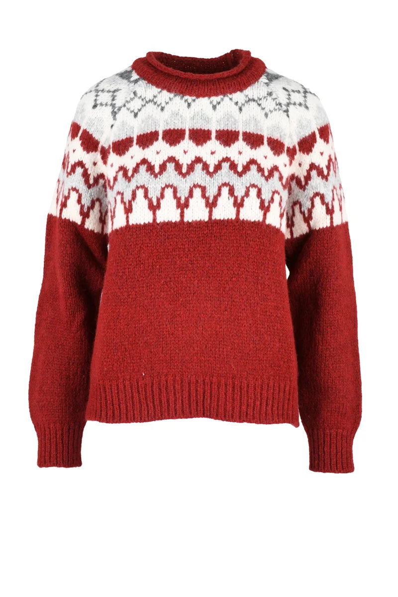 Eleventy Women's Crew Neck Sweater - Red/White