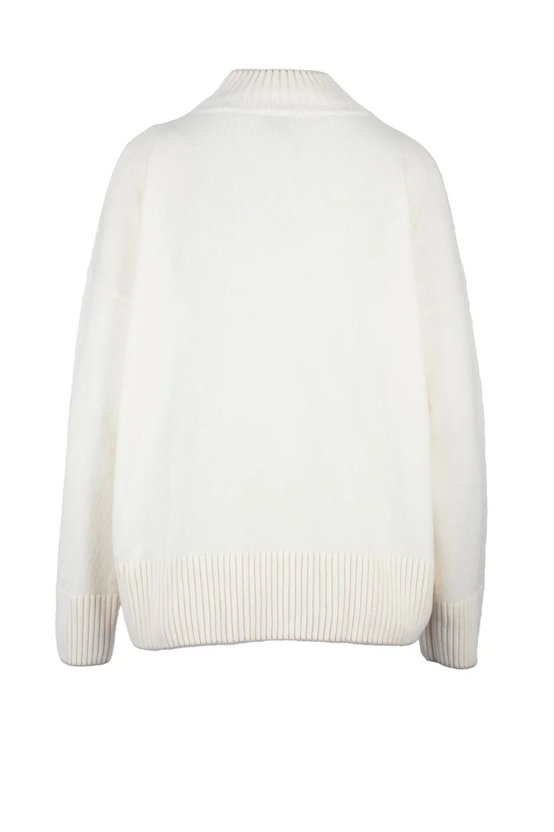 Eleventy Pullover Cashmere Collo Lupetto Donna - Bianco