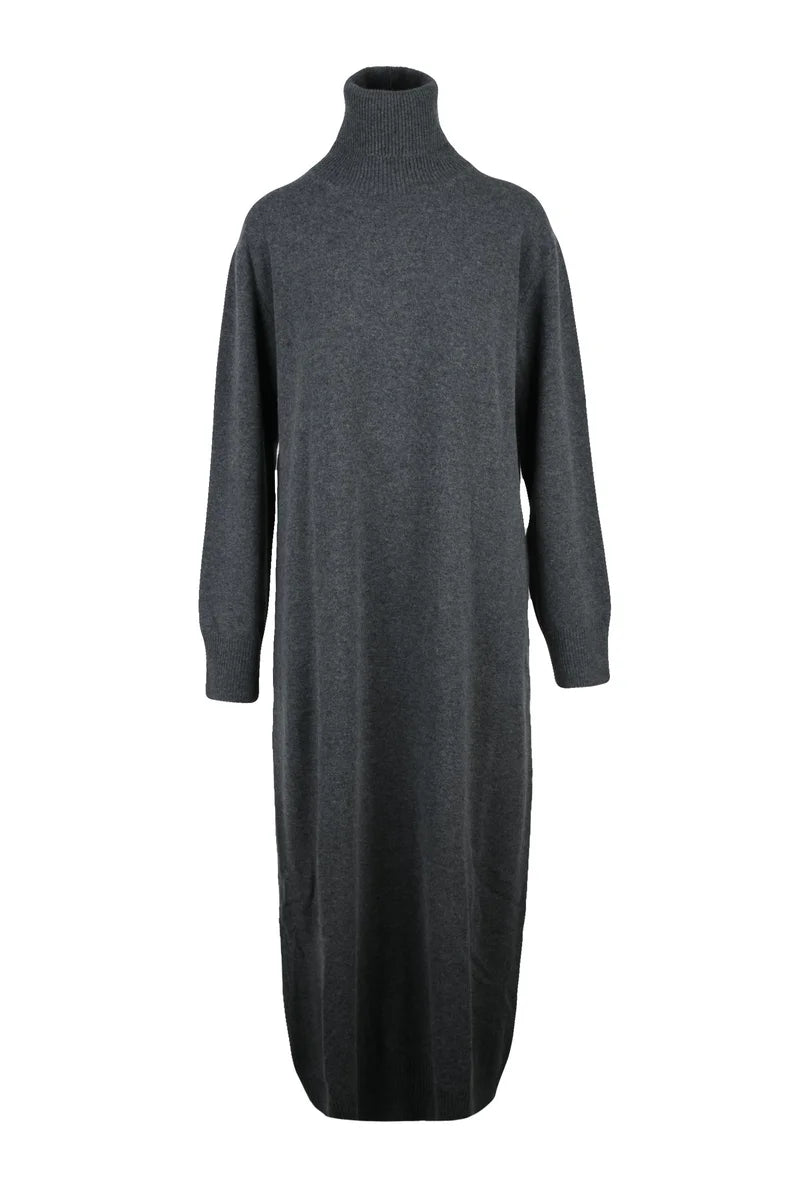 Fabiana Filippi Abito Lungo Lana Seta Cashmere - Grigio