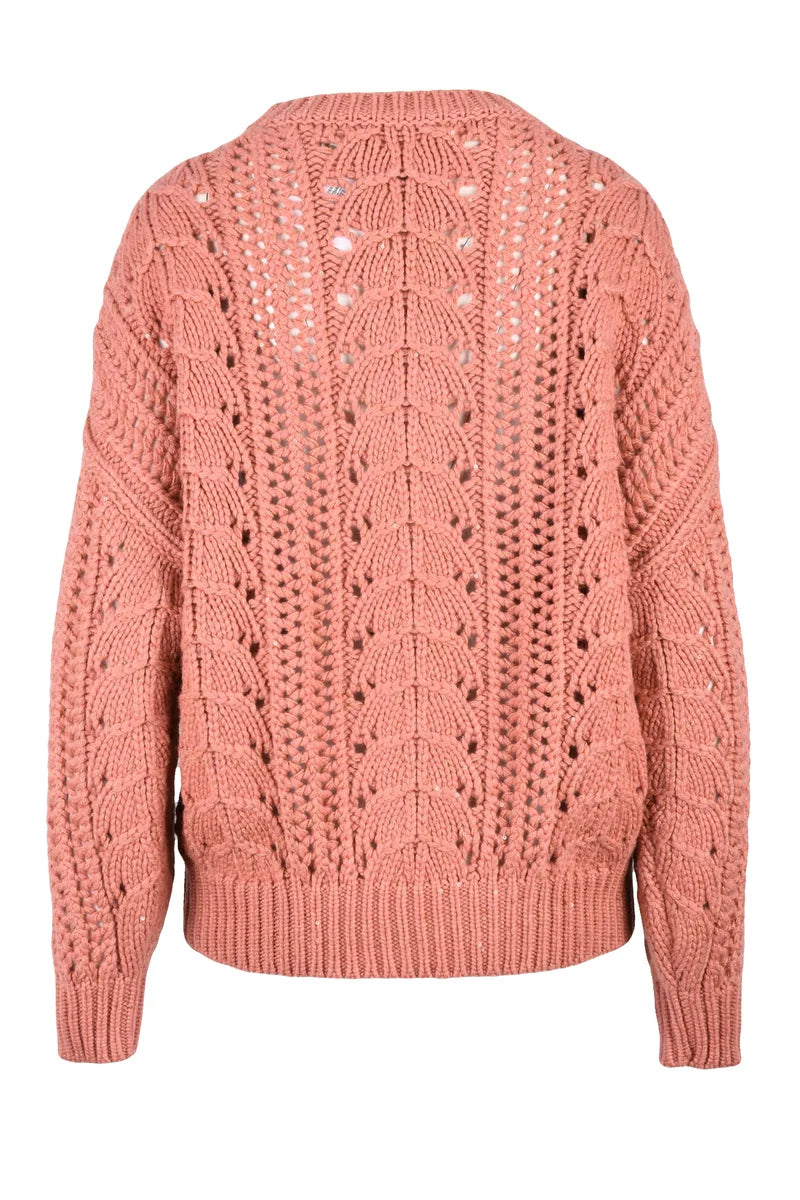 Brunello Cucinelli Maglione Paillettes Cashmere Seta - Rosa