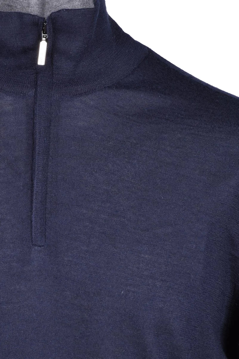 Cruciani Pullover Alto con Zip - Blu