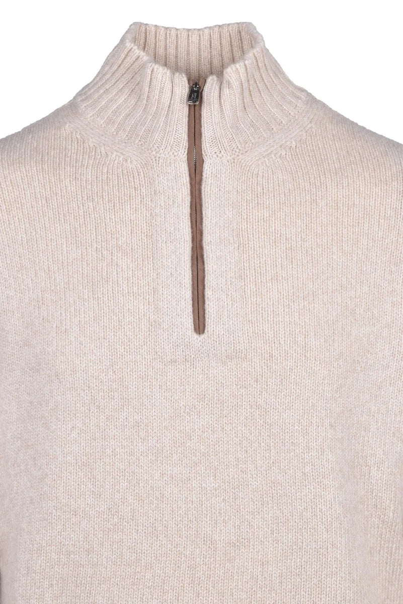 Fedeli Maglione con Zip Lupetto - Beige